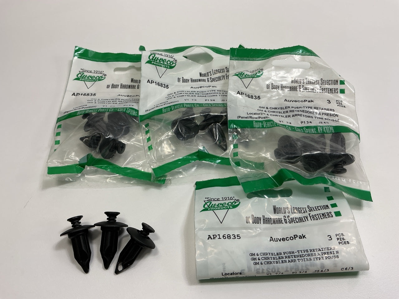 (12) Auveco AP16835 Push-Type Retainer, 27/32'' Head