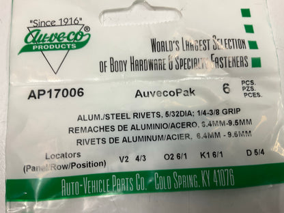 Auveco AP17006 Alumsteel Rivets5/32dia 1/4-3/8 Grip Qty 30