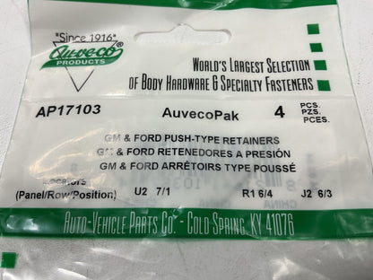 (16) Auveco AP17103 Fascia Retainer, Black, 15mm Head Diameter