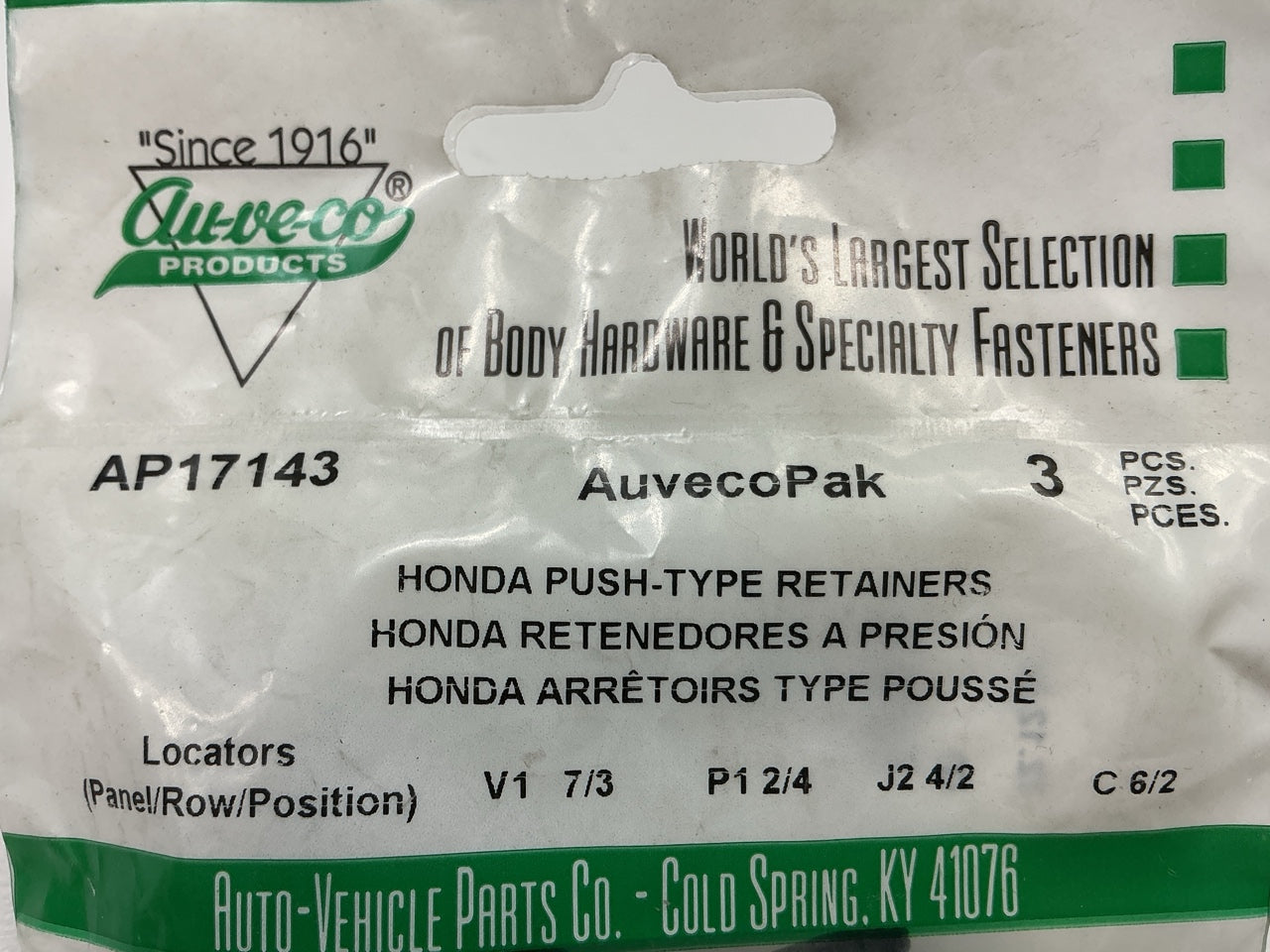 (18) Auveco AP17143 Bumper Fascia Clip Push Type Retainer Fit 10mm Hole