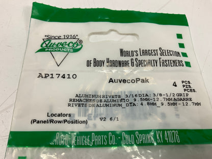 (96) Auveco AP17410 Closed End Rivet 3/16'' Diameter 3/8''-1/2'' Grip Aluminum