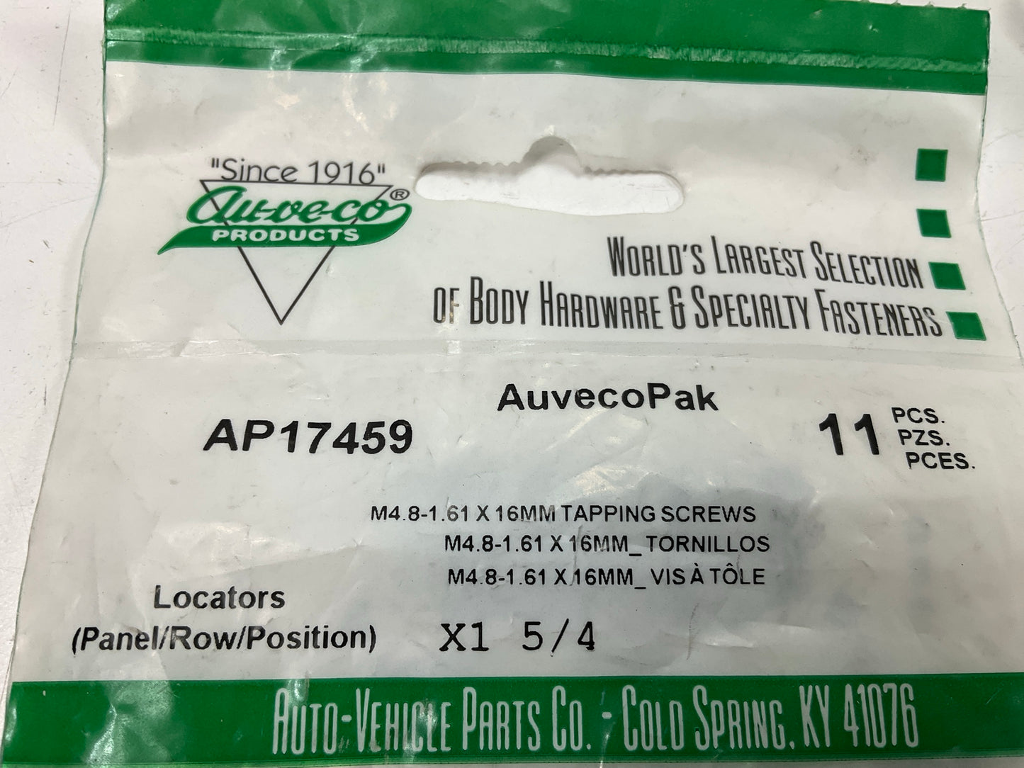 Auveco AP17459 M4.8-1.61 X 16mm Tapping Screws Qty 33