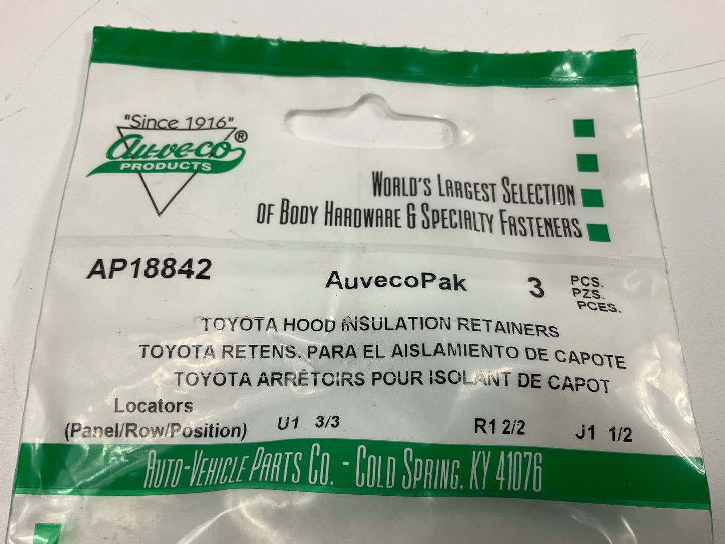 Auveco AP18842 Hood Insulation Retainer Qty 39