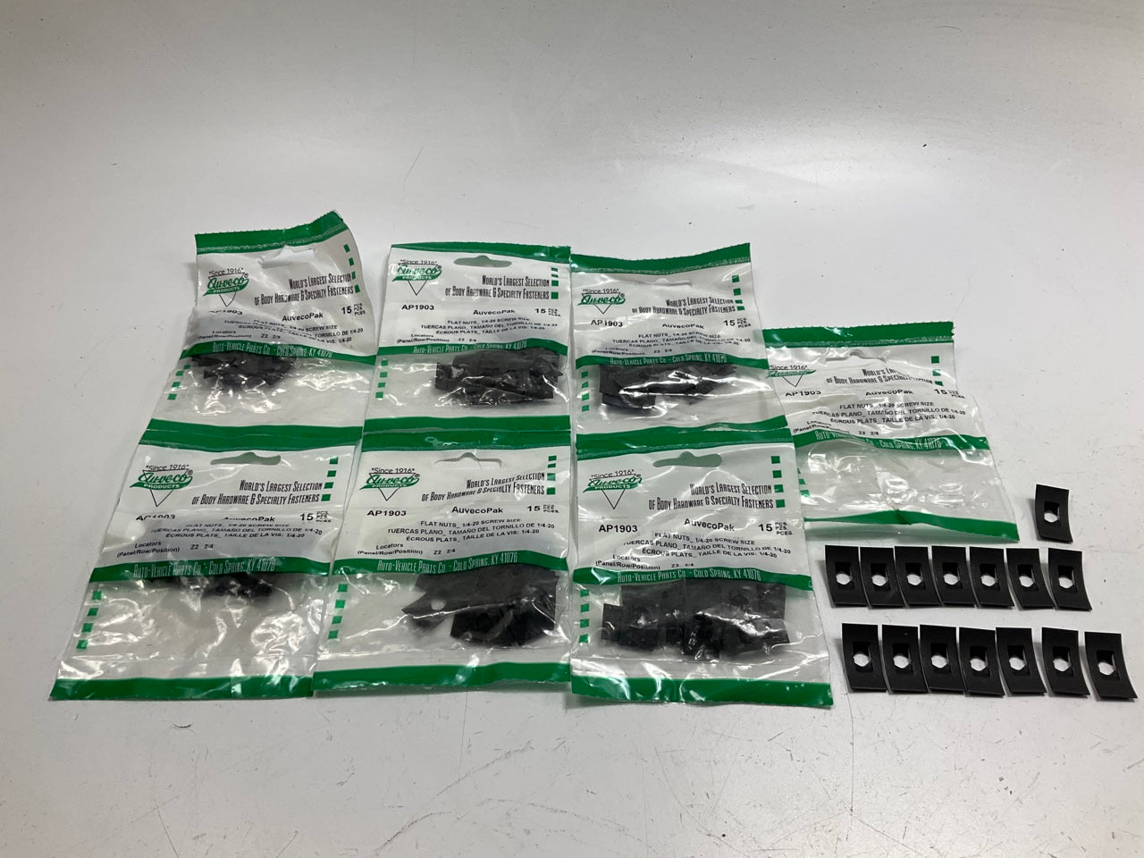 Auveco AP1903 Flat Nuts 1/4''-20 Machine Screw Size 9/16'' X 1'' Qty 105