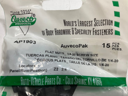 Auveco AP1903 Flat Nuts 1/4''-20 Machine Screw Size 9/16'' X 1'' Qty 105