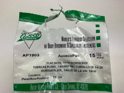 Auveco AP1903 Flat Nut 1/4''-20 Screw, Size 9/16'' X 1'', Black Phosphate Qty 555