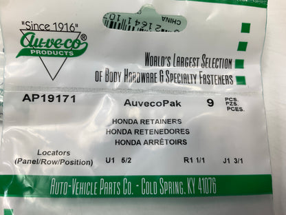 Auveco AP19171 Weatherstrip Retainer Honda Odyssey 1995- Up Qty 288
