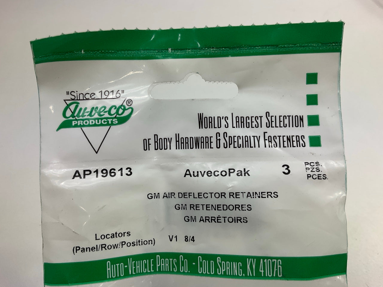 Auveco AP19613 Front Air Deflector Retainer Small Head Dia 18mm Qty 102