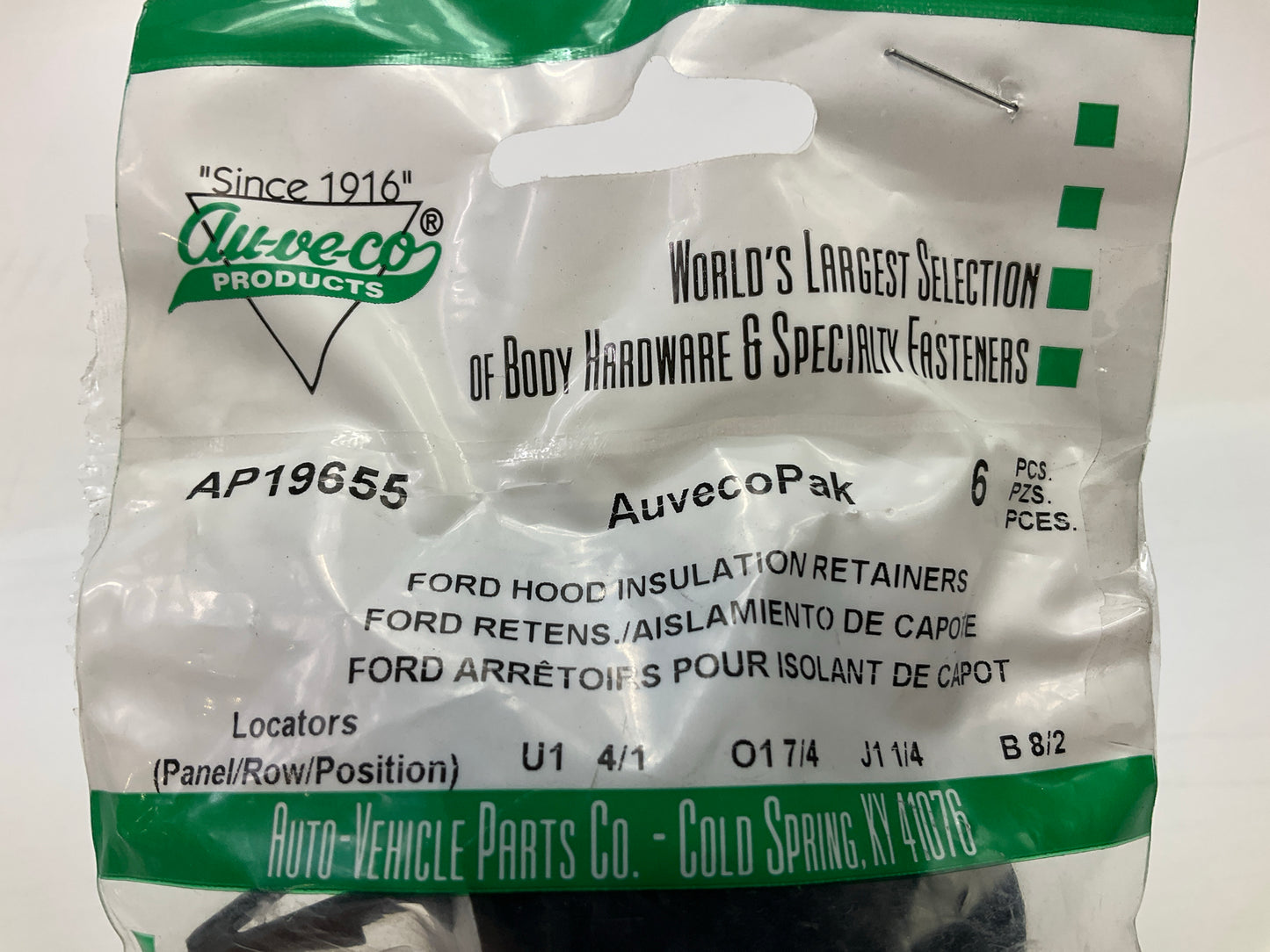 Auveco AP19655 Hood Insulation Retainer Ford 1975- Up Qty 84