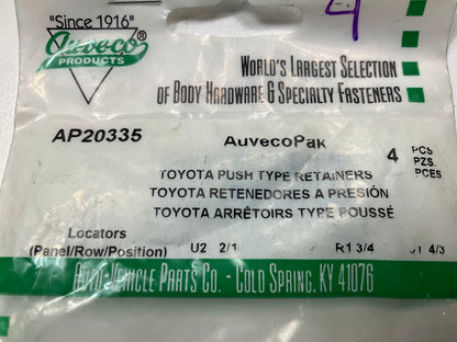 (100) Clips - Auveco AP20335 Bumper Cover Retainer Clips Replaces 53879-60010