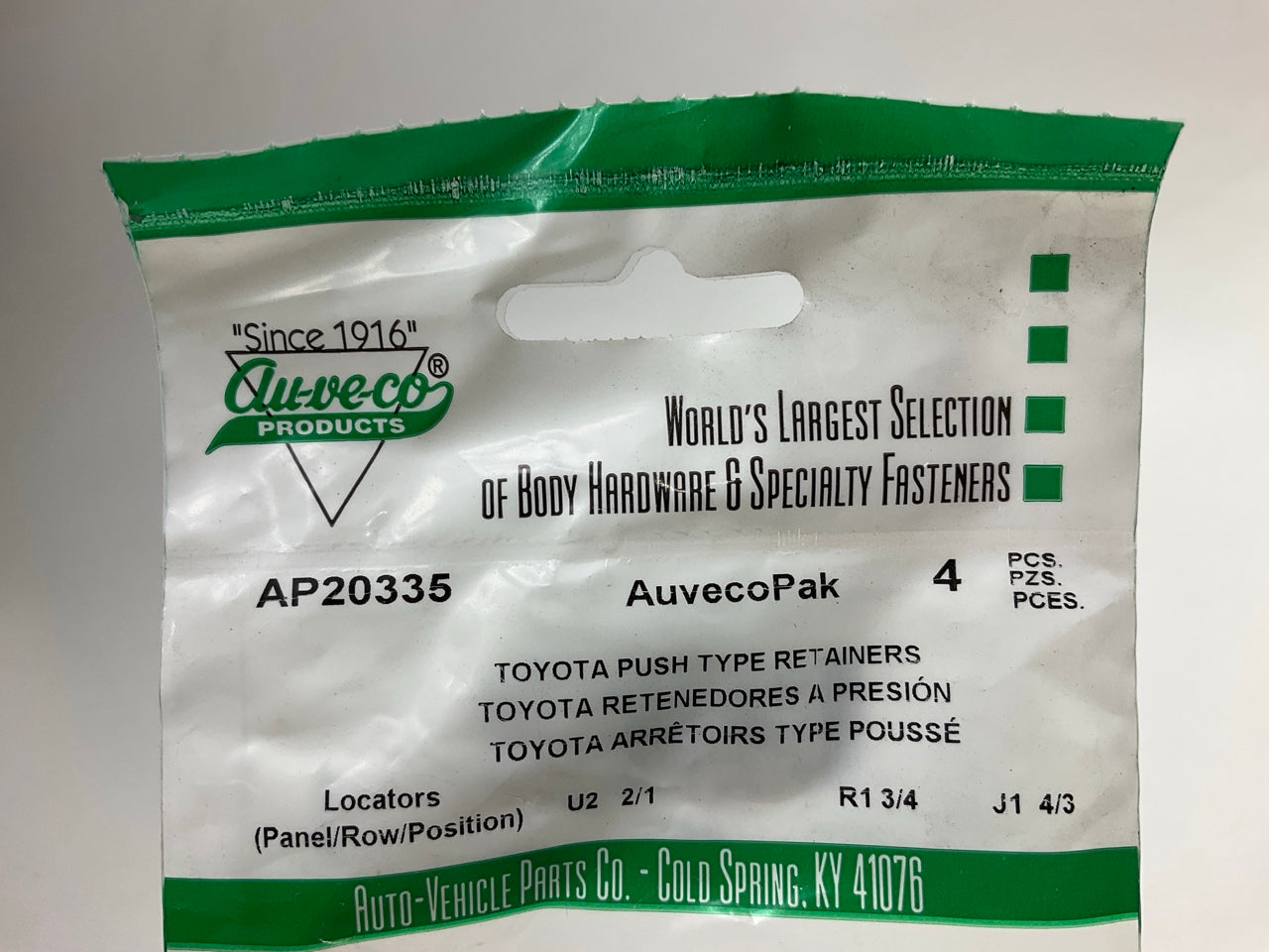 (16) Auveco AP20335 Fender Liner Push-Type Retainer Head Dia 18mm Qty 16