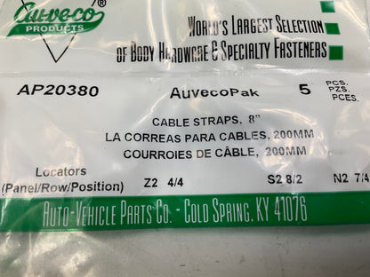 (100) Auveco AP20380 Push Mount Cable Tie For Imports, 200mm X 5mm, 6.3mm Hole