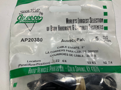 Auveco AP20380 Push Mount Cable Tie For Imports, 200mm X 5mm, 6.3mm Hole Qty 80