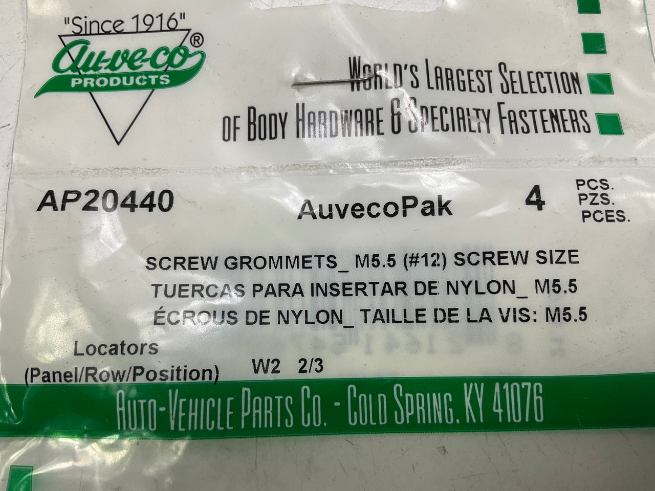 (100 Pcs) - AUVECO Hood / Fender Screw-Grommet  M5.5 (#12) Screw Size.