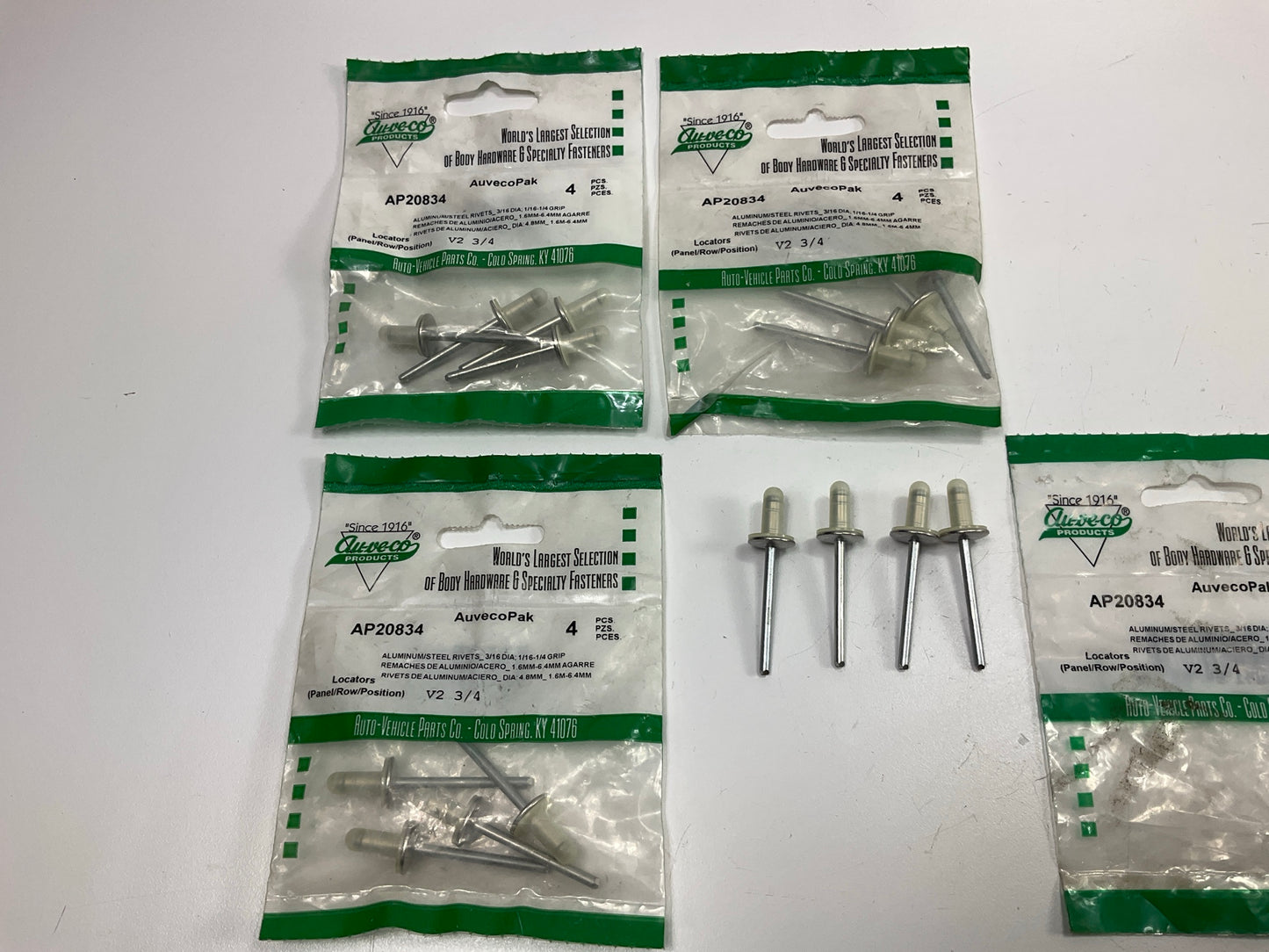 (16) Auveco AP20834 3/16 Rivet Plastic Capped
