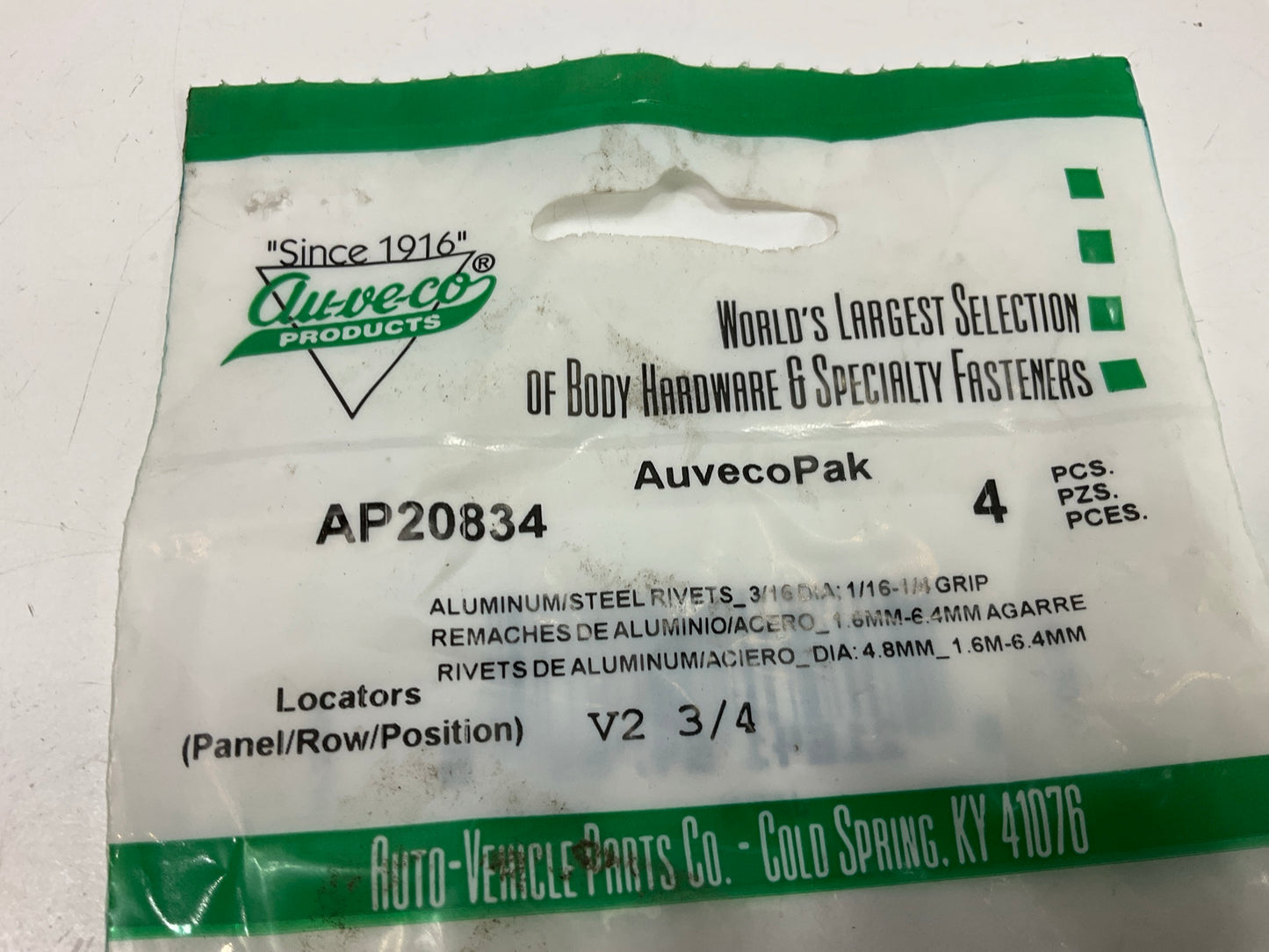 (16) Auveco AP20834 3/16 Rivet Plastic Capped
