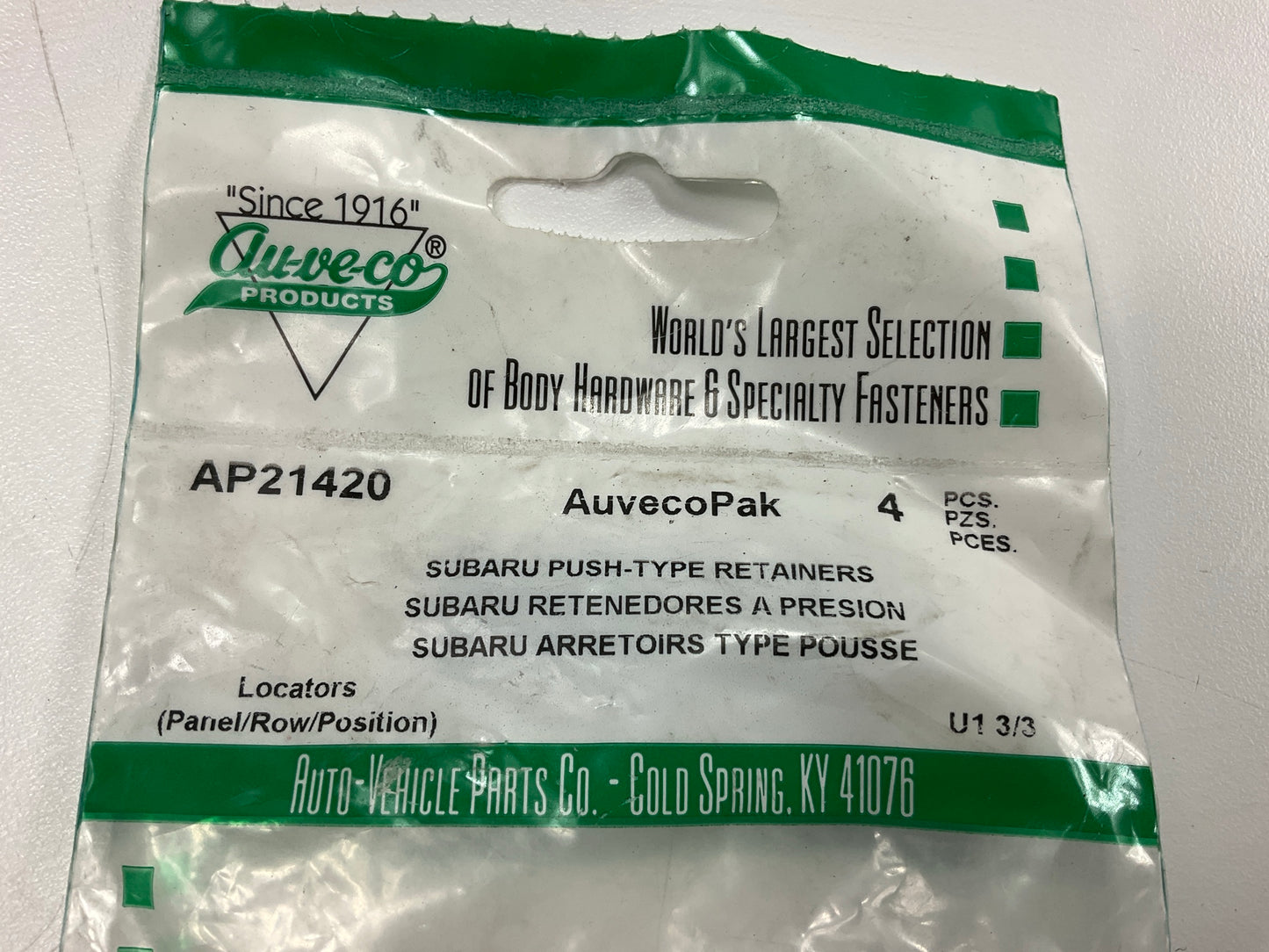 (4) Auveco AP21420 Bumper Fender Clip Retainer Fastener Rivet Screw