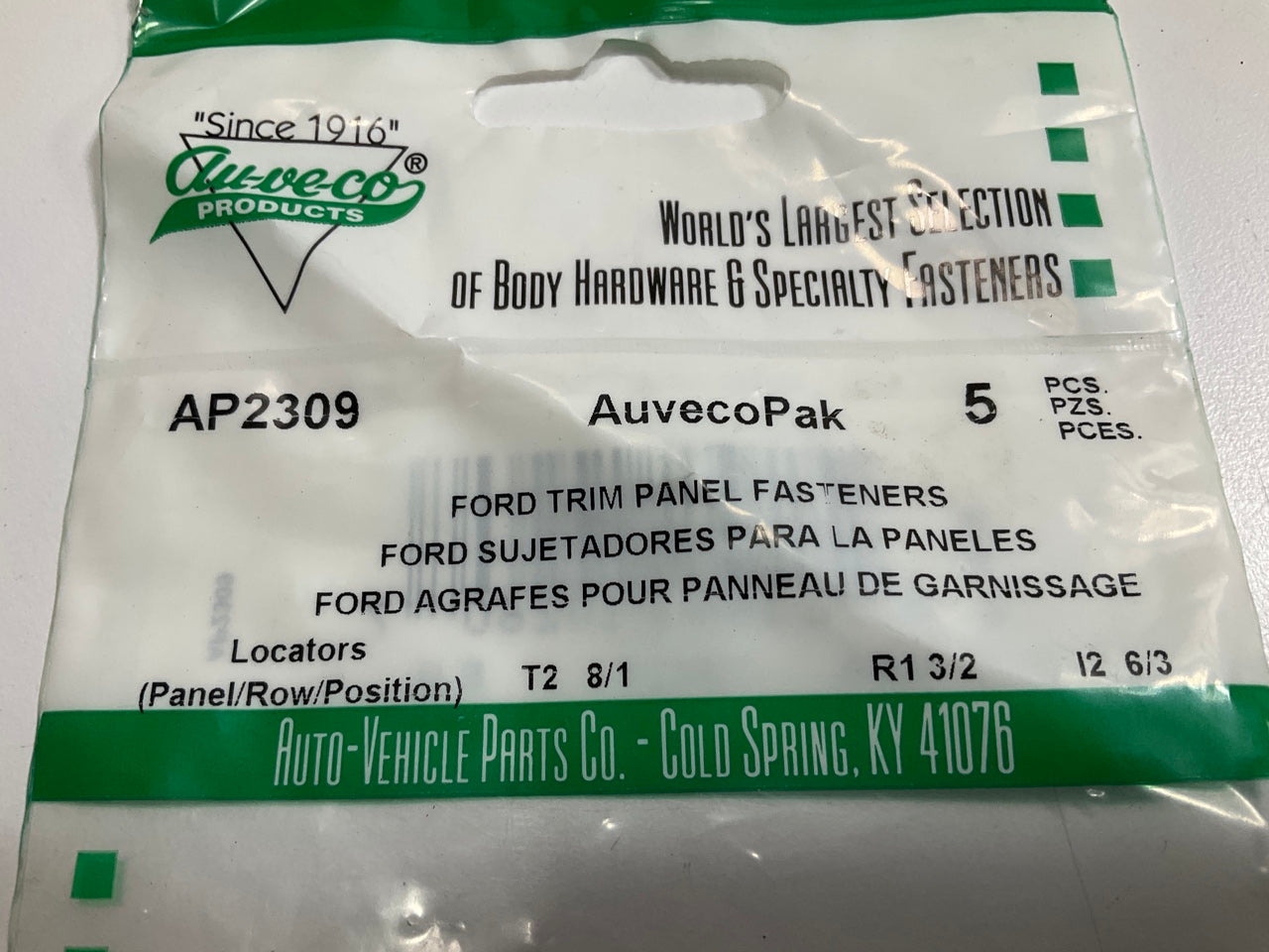 (10) Auveco AP2309 Door Trim Panel Fastener: All Cars With .125 Panels For Ford