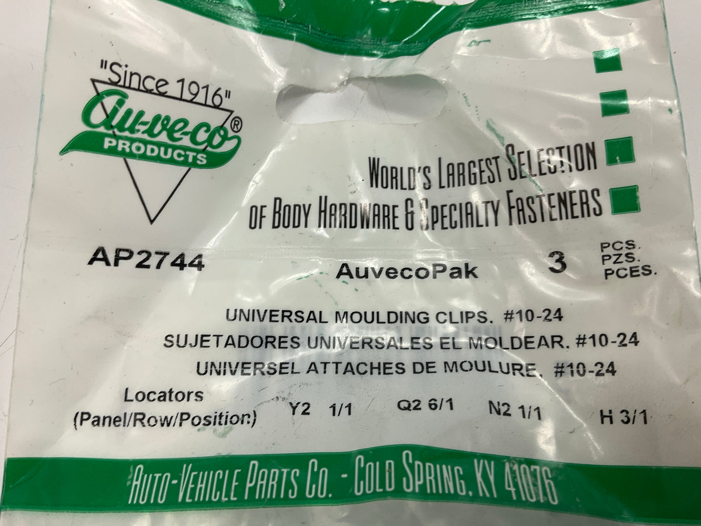 Auveco AP2744 Universal Moulding Fastener 0.75'' X 5/16'', 3/4'' Bolt Qty 60