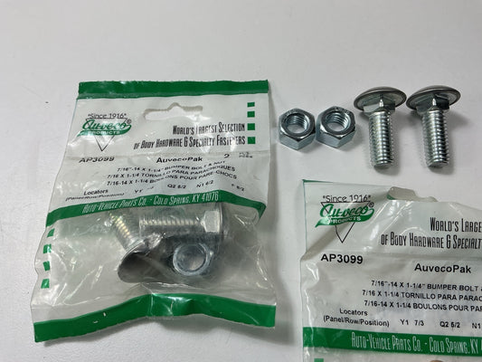 (4) Auveco AP3099 Bumper Bolt+Nut, 7/16-14 X 1-1/4'', Stainless Steel Capped Roun