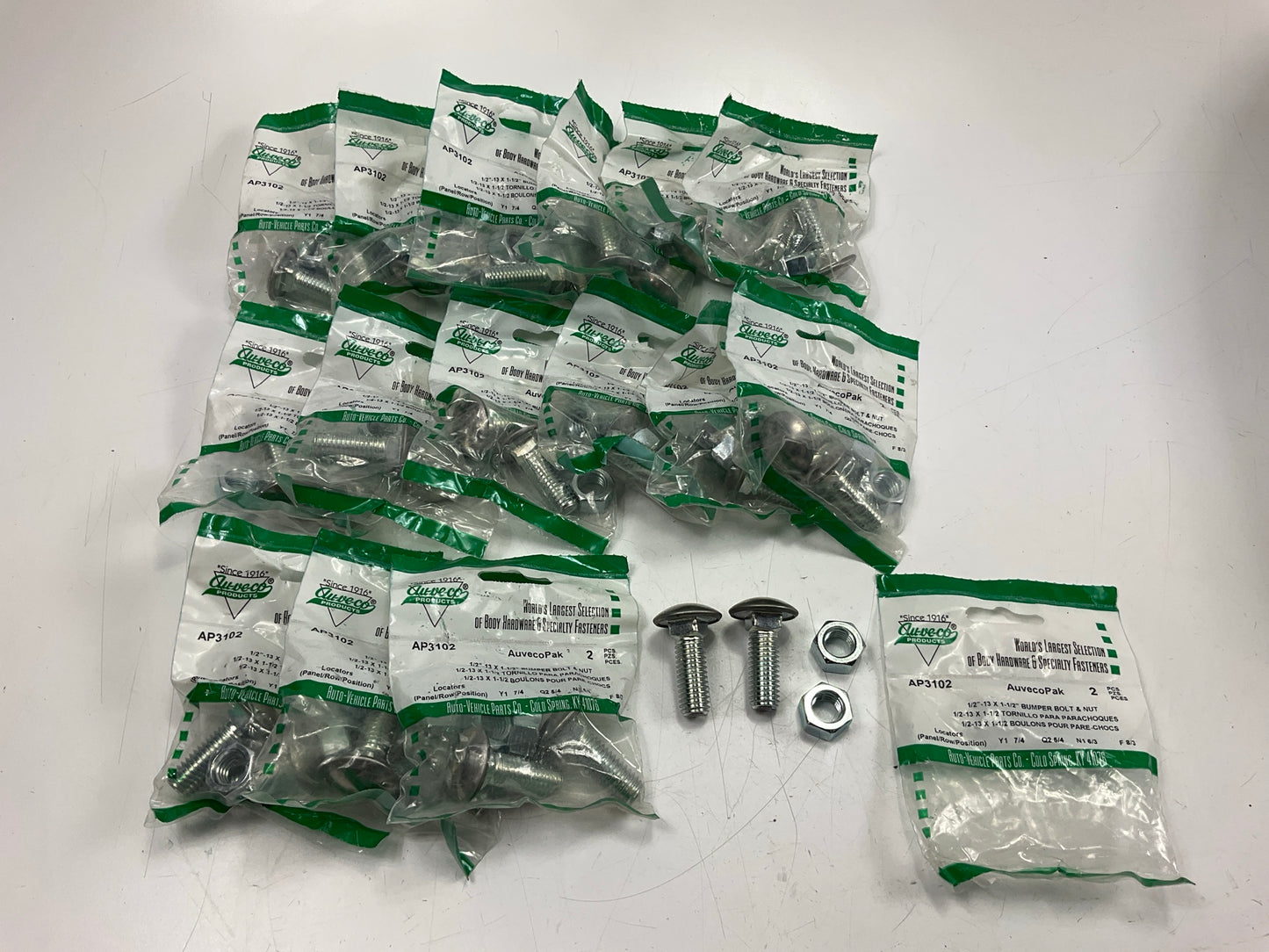 Auveco AP3102 1/2-13 X 1-1/2 Stainless Steel Capped Bumper Bolt & Nut Qty 32