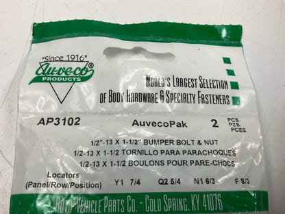 Auveco AP3102 1/2-13 X 1-1/2 Stainless Steel Capped Bumper Bolt & Nut Qty 32