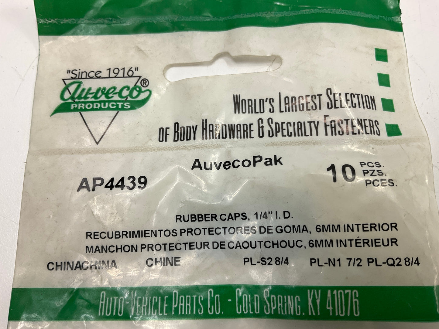 Auveco AP4439 Rubber Vacuum Cap For 1/4 DIA. 9/16 Inside LGTH Qty 120