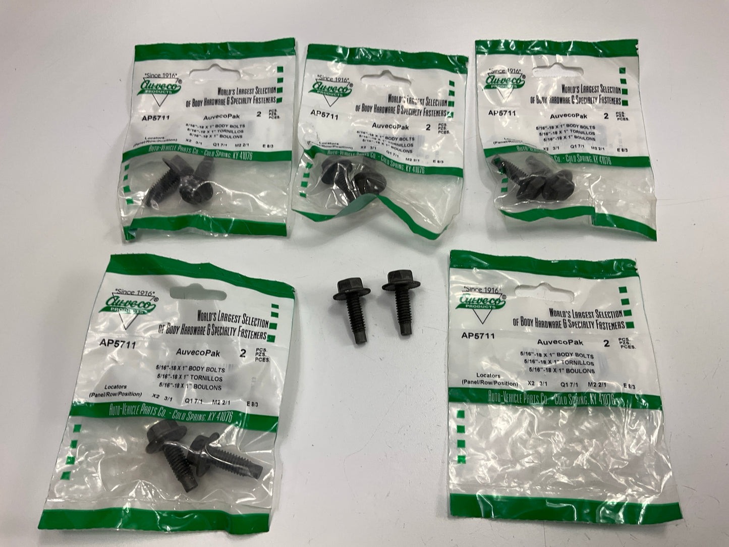 (10) Auveco AP5711 Bolt 5/16''-18 X 1'', 13/16'' Washer Hex Spin Lock Head