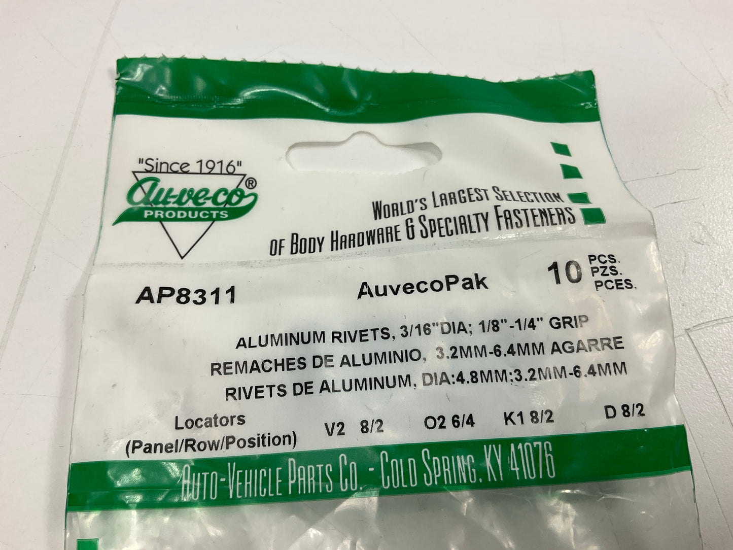 (30) Auveco AP8311 Panel Rivets Dome 3/8'' Diameter 3/16'' Grip 1/8''-1/4''