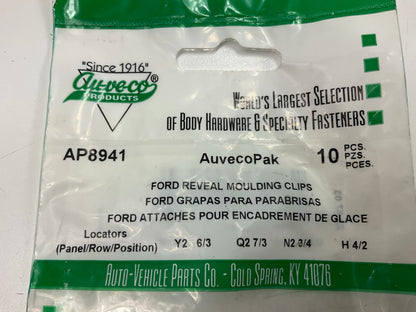 (20) Auveco AP8941 Windshield And Rear Window Trim Molding Clips Ford 1966- Up