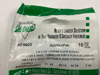 Auveco AP9603 License Plate Screw #14 X 3/4 Slotted Truss Head Qty 770