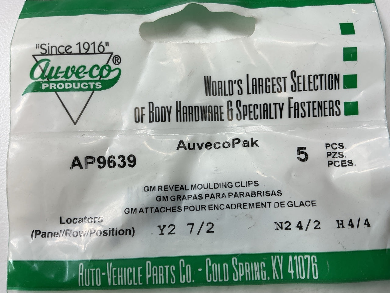 (5) Auveco AP9639 Windshield, Skylight, Rear & Quar Ter Window Reveal Mould