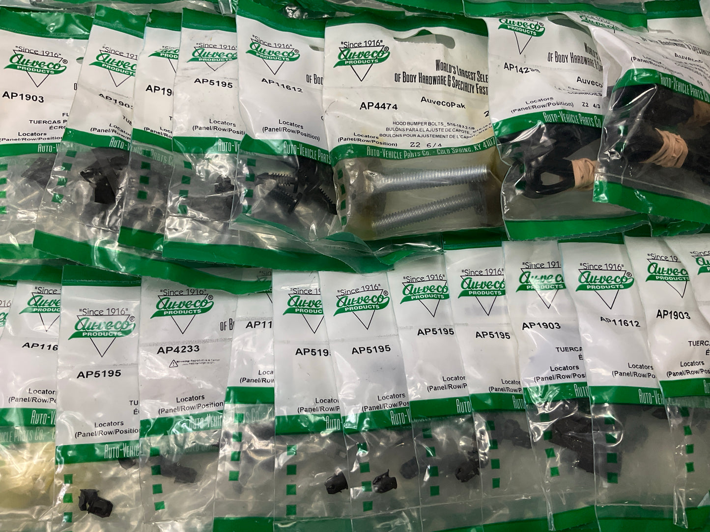 Wholesale Lot # 10 - Auveco Retainer Clips & Hardware Lot, 250 Packs As Shown