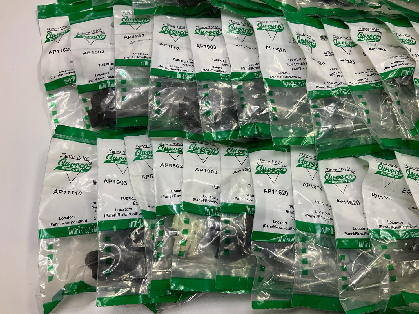 Wholesale Lot # 10 - Auveco Retainer Clips & Hardware Lot, 250 Packs As Shown