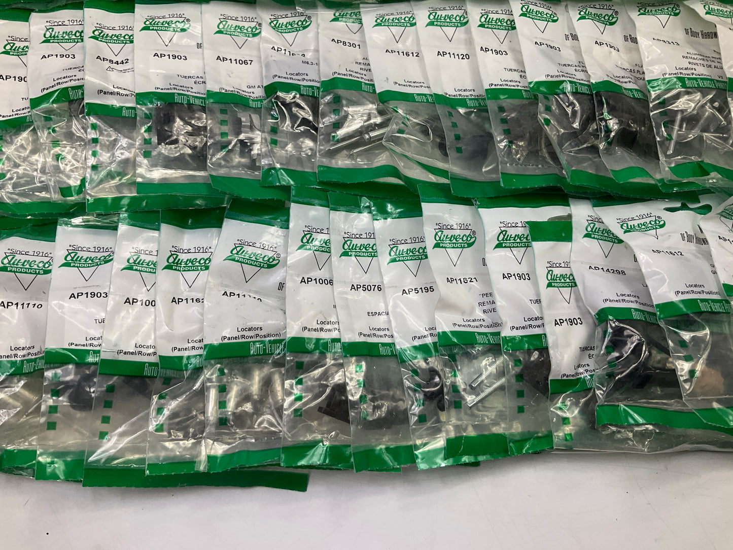 Wholesale Lot # 10 - Auveco Retainer Clips & Hardware Lot, 250 Packs As Shown