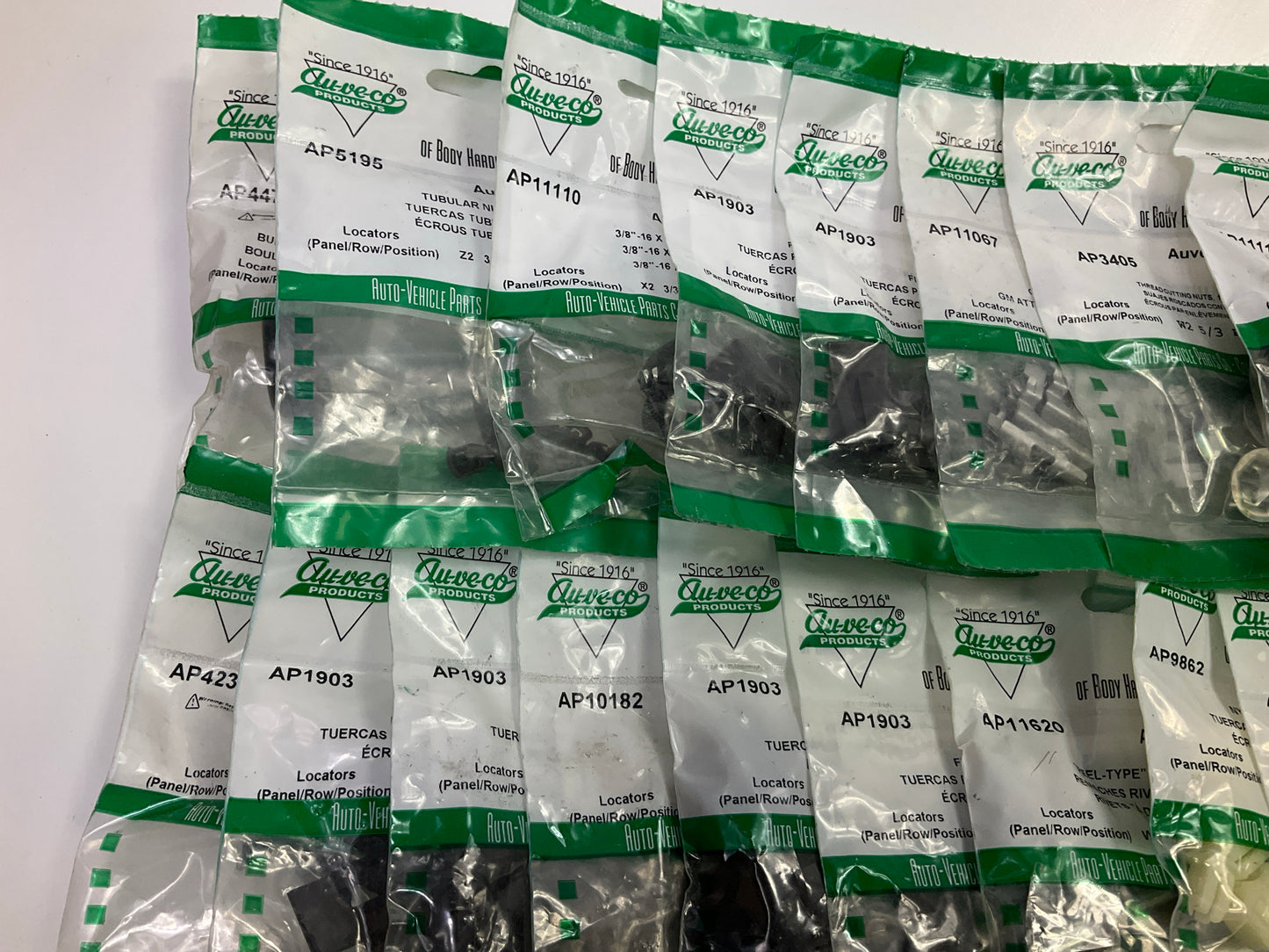 Wholesale Lot # 10 - Auveco Retainer Clips & Hardware Lot, 250 Packs As Shown