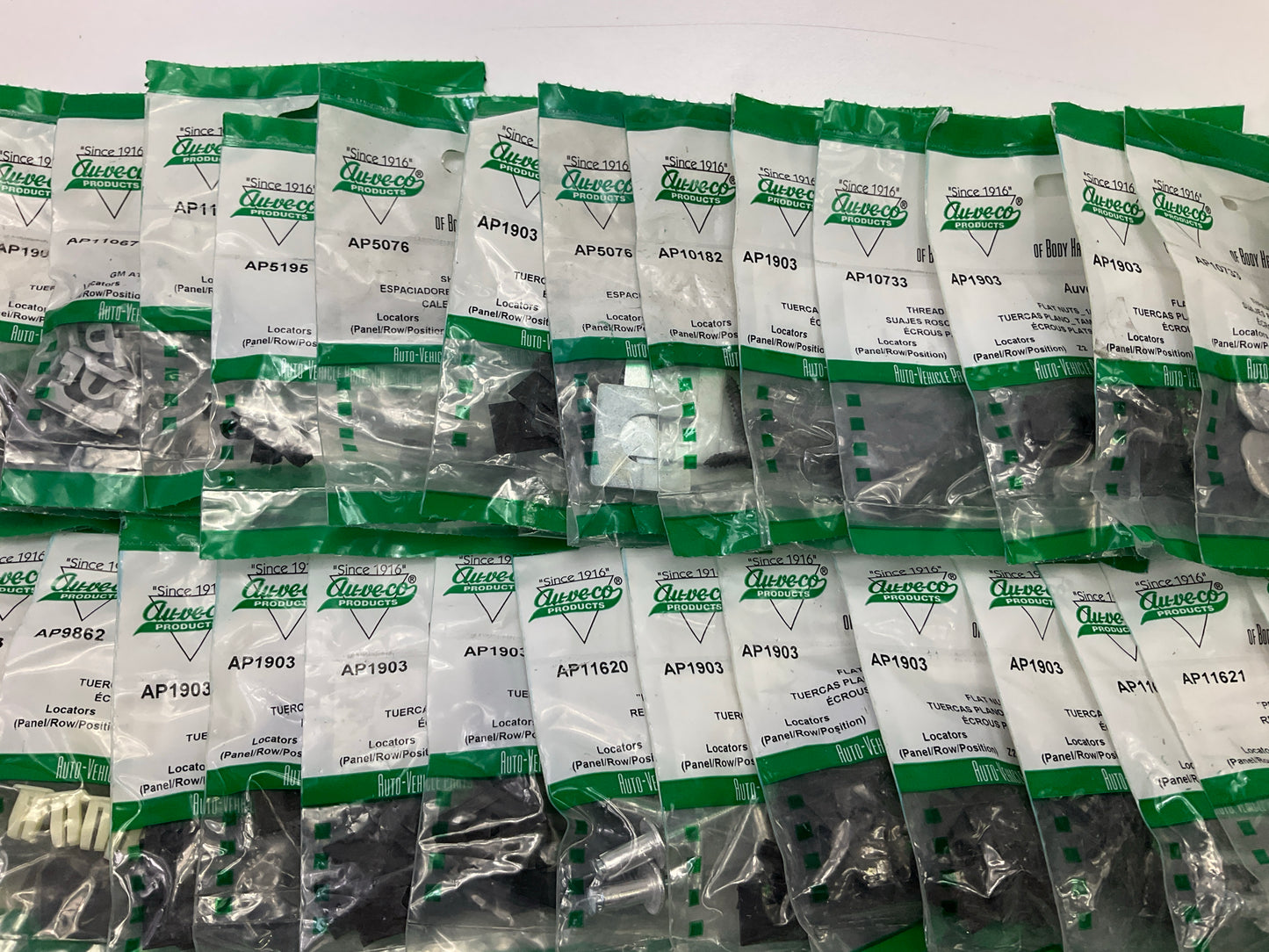 Wholesale Lot # 10 - Auveco Retainer Clips & Hardware Lot, 250 Packs As Shown