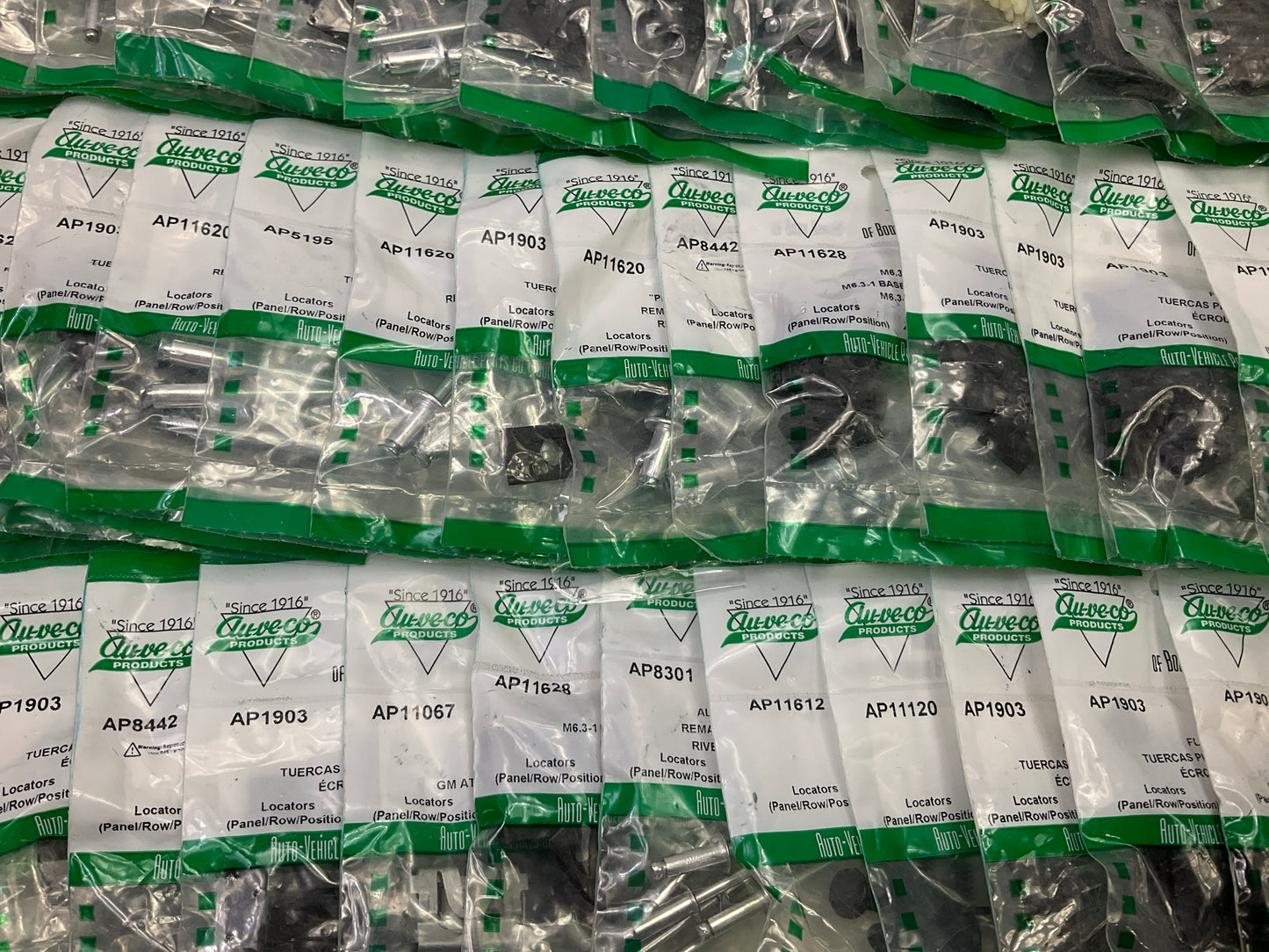 Wholesale Lot # 10 - Auveco Retainer Clips & Hardware Lot, 250 Packs As Shown