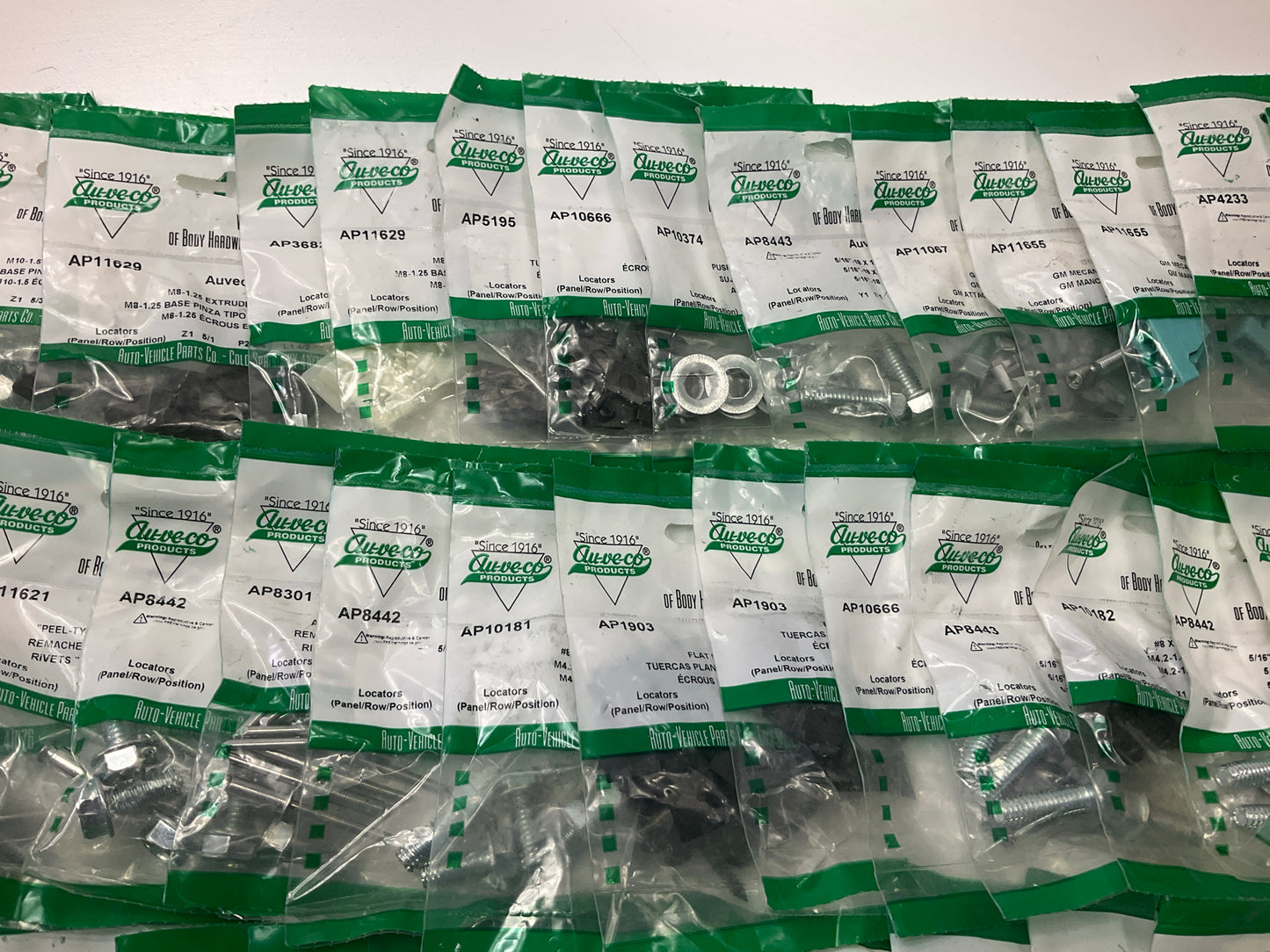 Wholesale Lot # 11 - Auveco Retainer Clips & Hardware Lot, 250 Packs As Shown