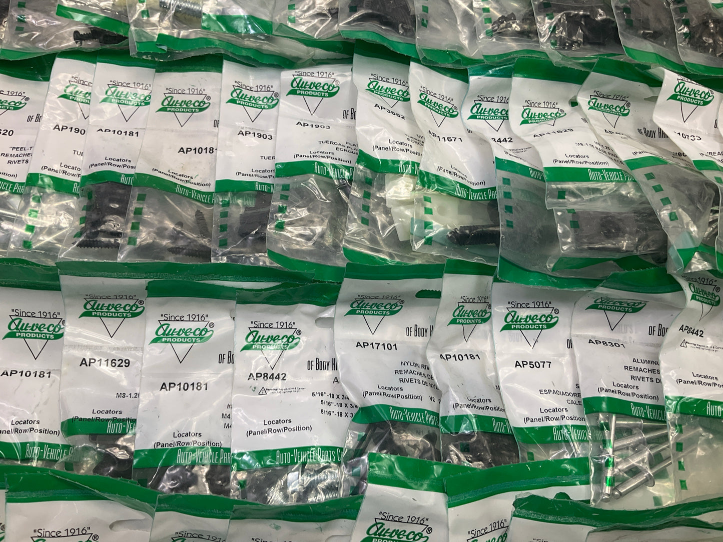 Wholesale Lot # 11 - Auveco Retainer Clips & Hardware Lot, 250 Packs As Shown