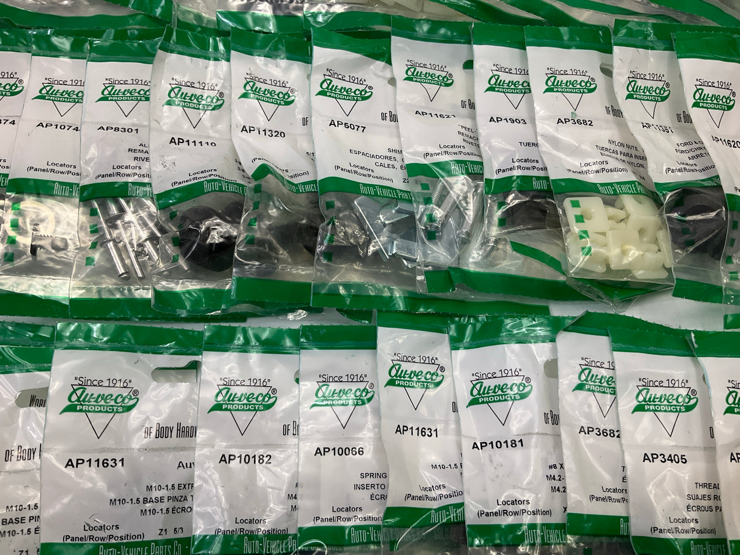 Wholesale Lot #12 - Auveco Retainer Clips & Mixed Hardware, 250 Packs Total