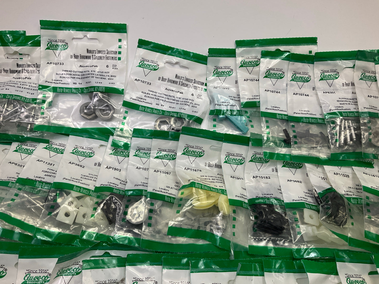 Wholesale Lot #12 - Auveco Retainer Clips & Mixed Hardware, 250 Packs Total