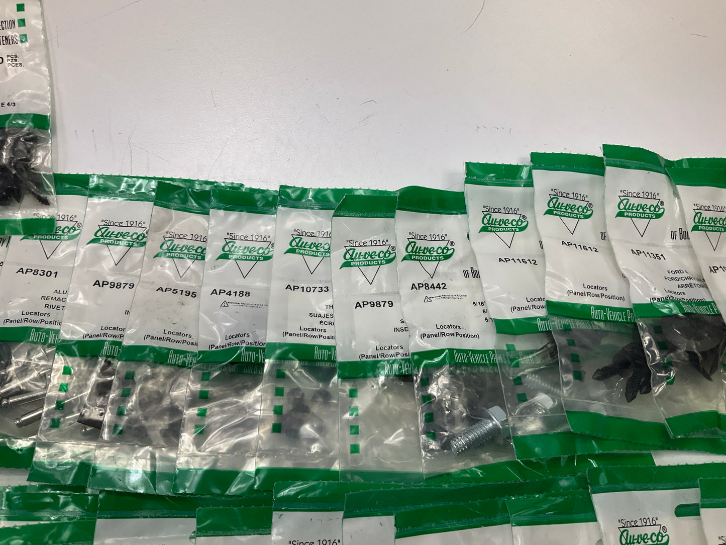 Wholesale Lot #12 - Auveco Retainer Clips & Mixed Hardware, 250 Packs Total