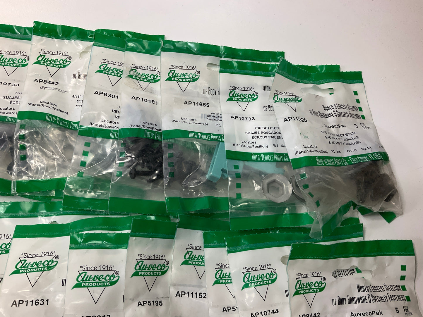 Wholesale Lot #12 - Auveco Retainer Clips & Mixed Hardware, 250 Packs Total