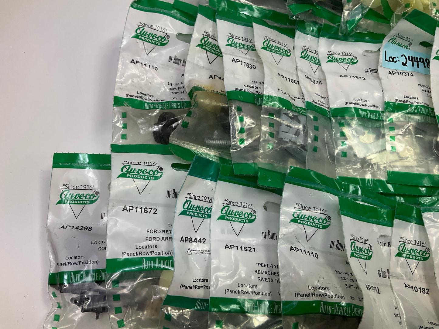 Wholesale Lot #12 - Auveco Retainer Clips & Mixed Hardware, 250 Packs Total