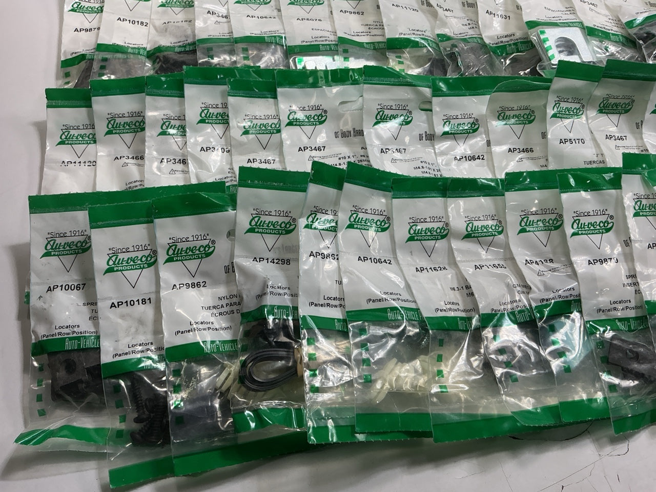 Wholesale Lot # 13 - Auveco Retainer Clips & Hardware Lot, 250 Packs As Shown