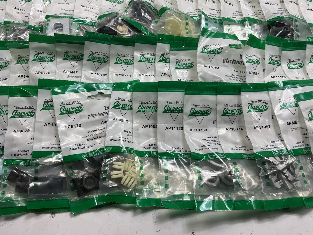 Wholesale Lot # 13 - Auveco Retainer Clips & Hardware Lot, 250 Packs As Shown