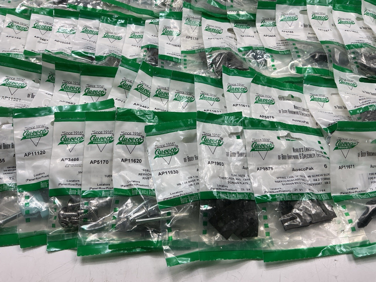Wholesale Lot # 13 - Auveco Retainer Clips & Hardware Lot, 250 Packs As Shown