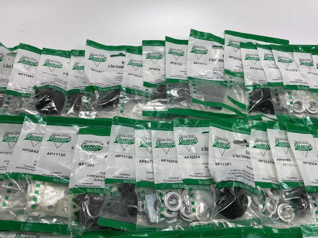 Wholesale Lot # 13 - Auveco Retainer Clips & Hardware Lot, 250 Packs As Shown