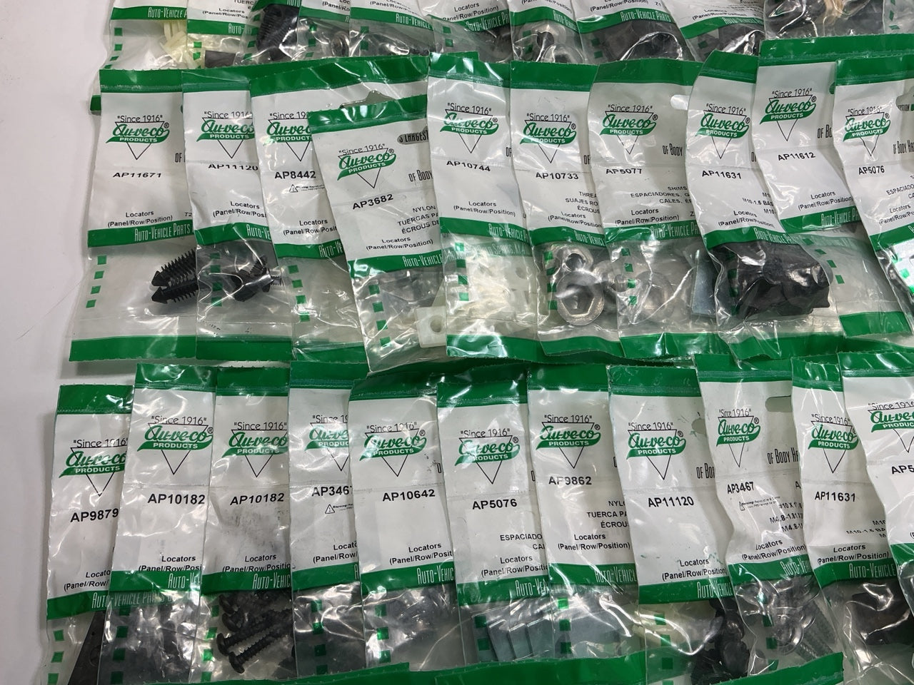 Wholesale Lot # 13 - Auveco Retainer Clips & Hardware Lot, 250 Packs As Shown